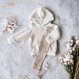 Felpa con cappuccio in orsetto naturale