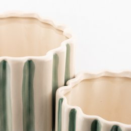 Vaso in ceramica rigato verde