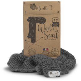 NEEDLE IT® strikkesæt til voksne begyndere Komplet med strikkepinde - DIY strikketørklæde i uld - Gaveidé (grå)