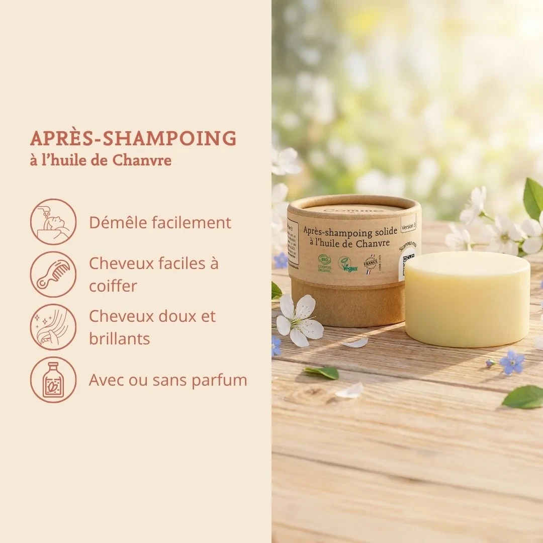 Solid conditioner with hemp oil