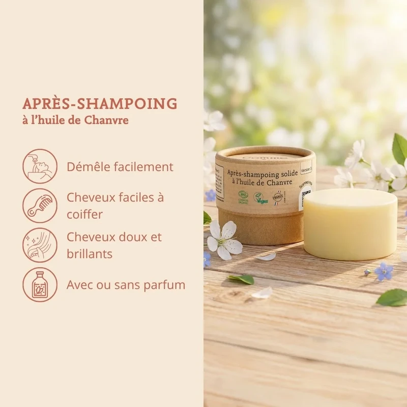 Solid conditioner with hemp oil
