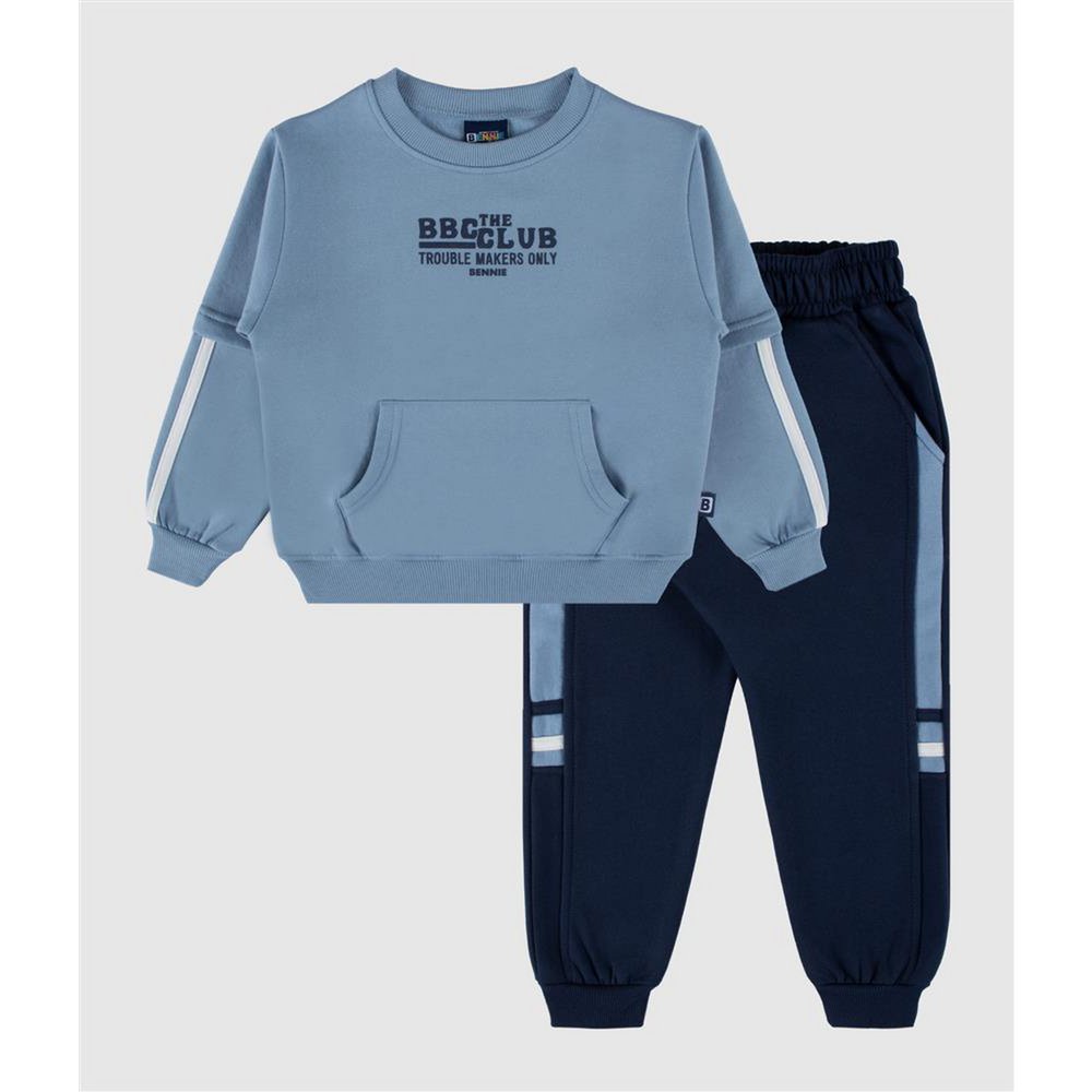 Monochrome Rubber Print Contrast Fleece Set