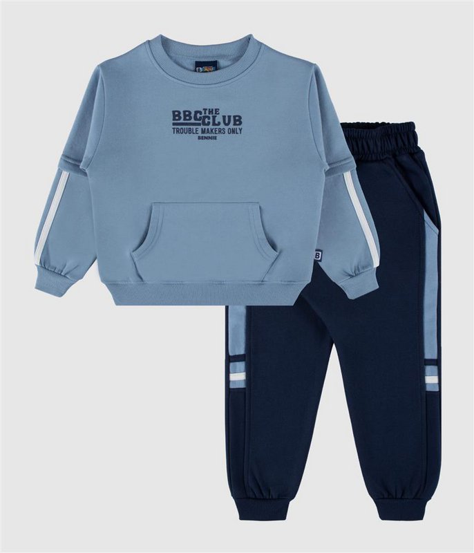 Monochrome Rubber Print Contrast Fleece Set