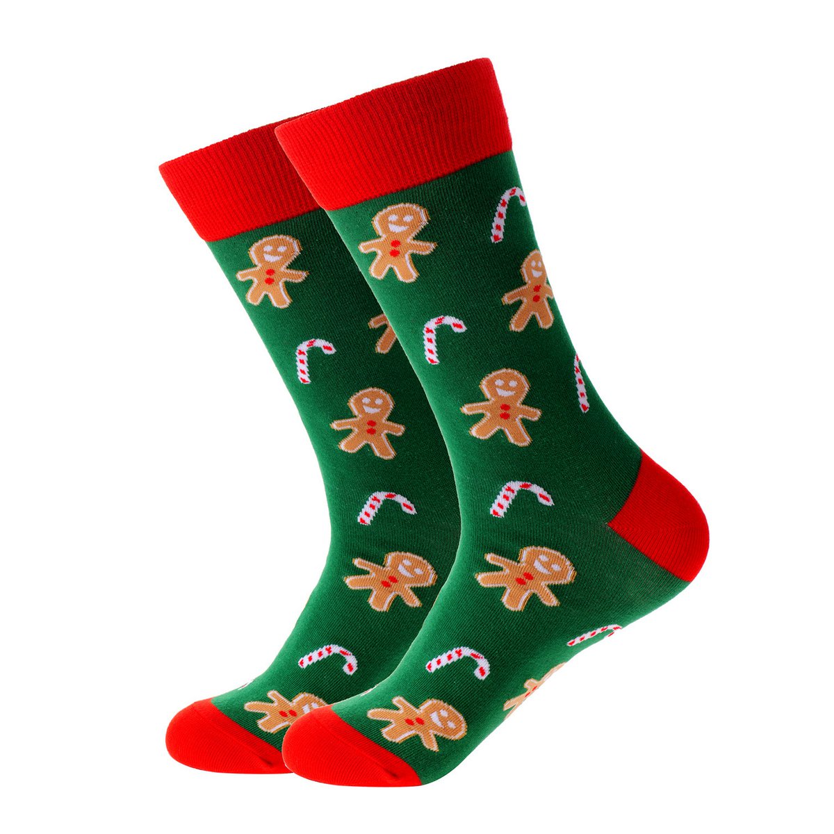 Socks - Green with gingerbread men ADULTS & KIDS