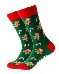 Socks - Green with gingerbread men ADULTS & KIDS