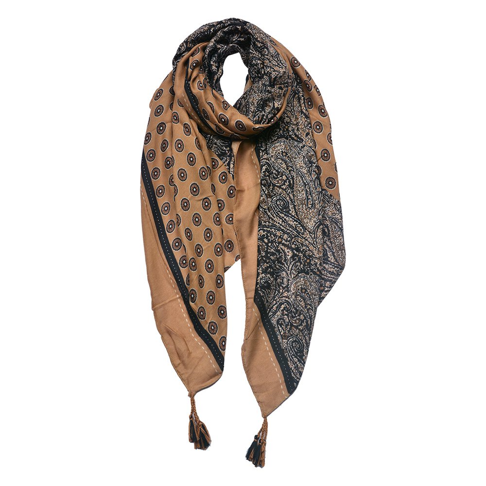 Scarf Ladies Print 90x180 cm Beige Brown Synthetic Shawl Ladies