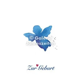 Watercolor card birth | Blue Angel | Red heart