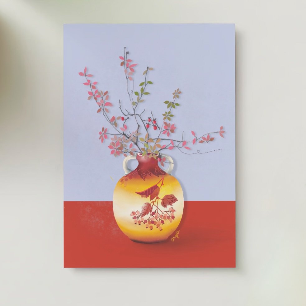 colorful floral greeting cards set -12 pieces - Blank