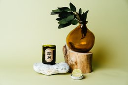 Candela di cera di soia al mango e lime cambogiana - Vetro verde