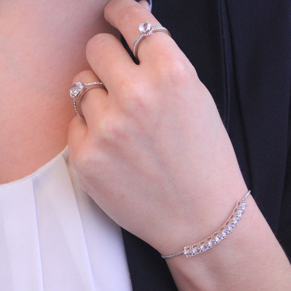 Bague Elise - Argenté et Cristal