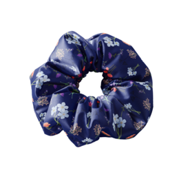 Scrunchie BLOMMER MØRKEBLÅ