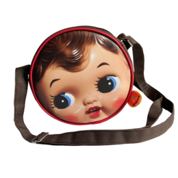 Shoulderbag round - retro doll head