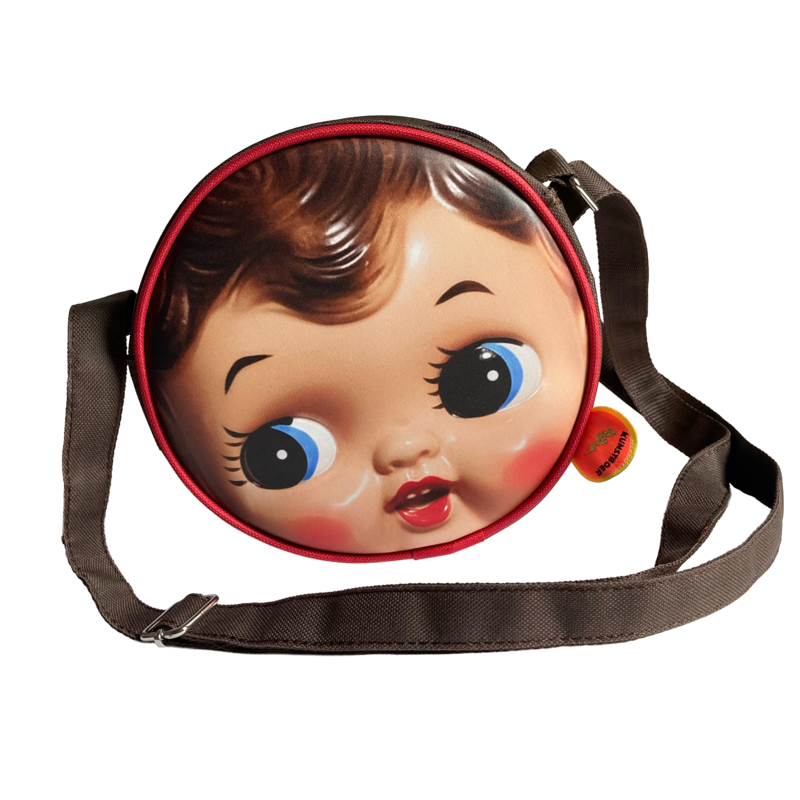 Shoulderbag round - retro doll head