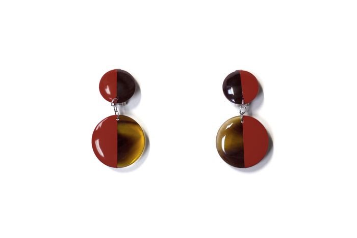 Orecchini full doppio disco con lacca mattone