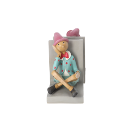 Bunte Pinocchio-Buchstütze aus Kunstharz, 10 x 13 x 18 h