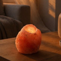 Bougeoir en Cristal de Sel d'Himalaya - Rock 1kg - Sculpté à la Main - Forme Naturelle - Idée Cadeau