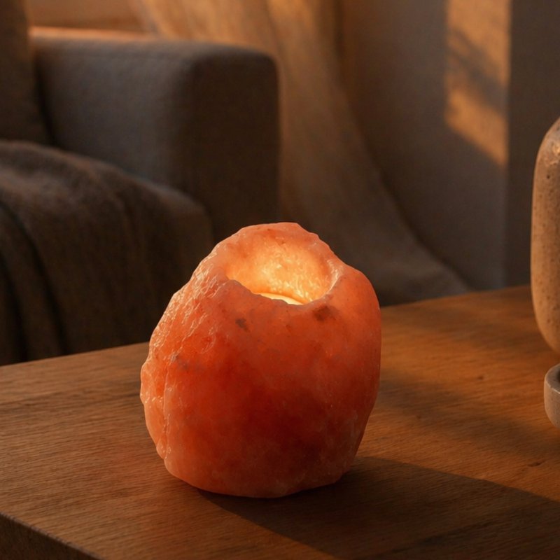 Bougeoir en Cristal de Sel d'Himalaya - Rock 1kg - Sculpté à la Main - Forme Naturelle - Idée Cadeau
