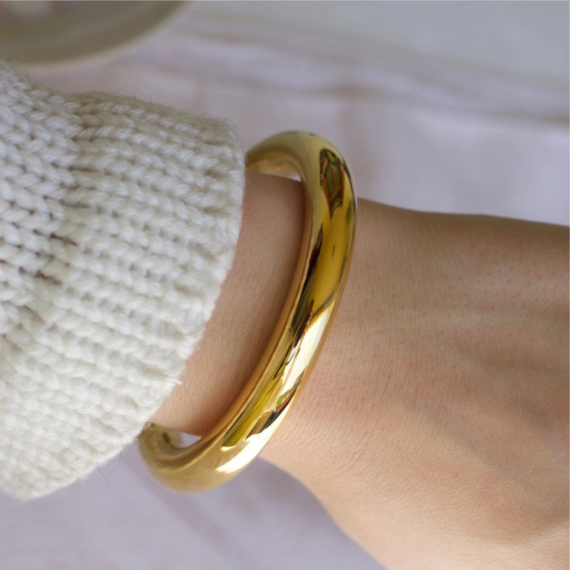 Fisk - Chunky Bracelet Manchette Poli Or Argent