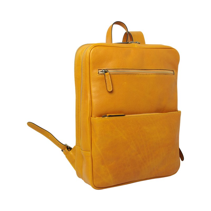 Leather backpack with backside troller strap- Brown