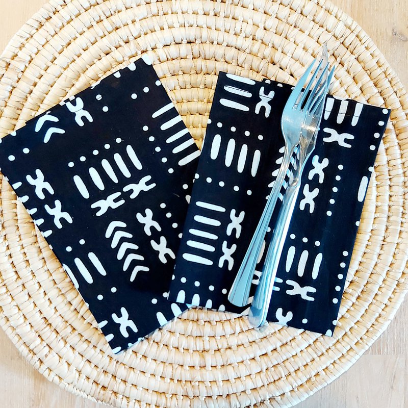 4er-Set | 8 Servietten | 40x40cm | Afrikanischer Druckstoff aus 100 % Baumwolle