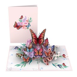 Butterflies on flowers pop-up card