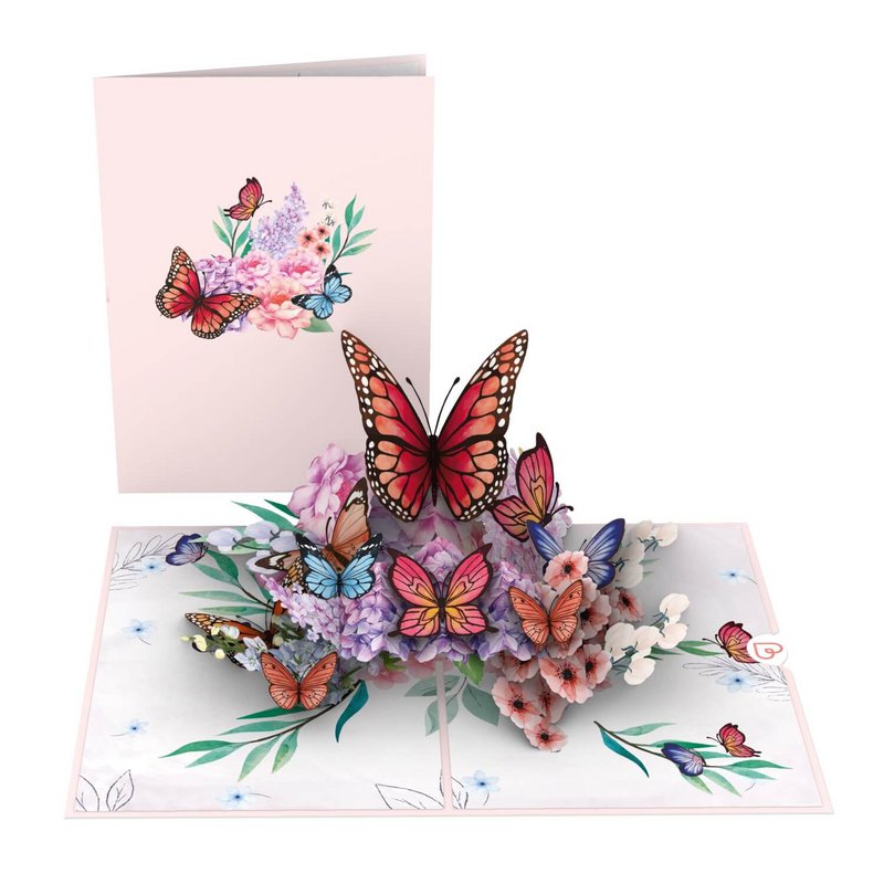 Butterflies on flowers pop-up card