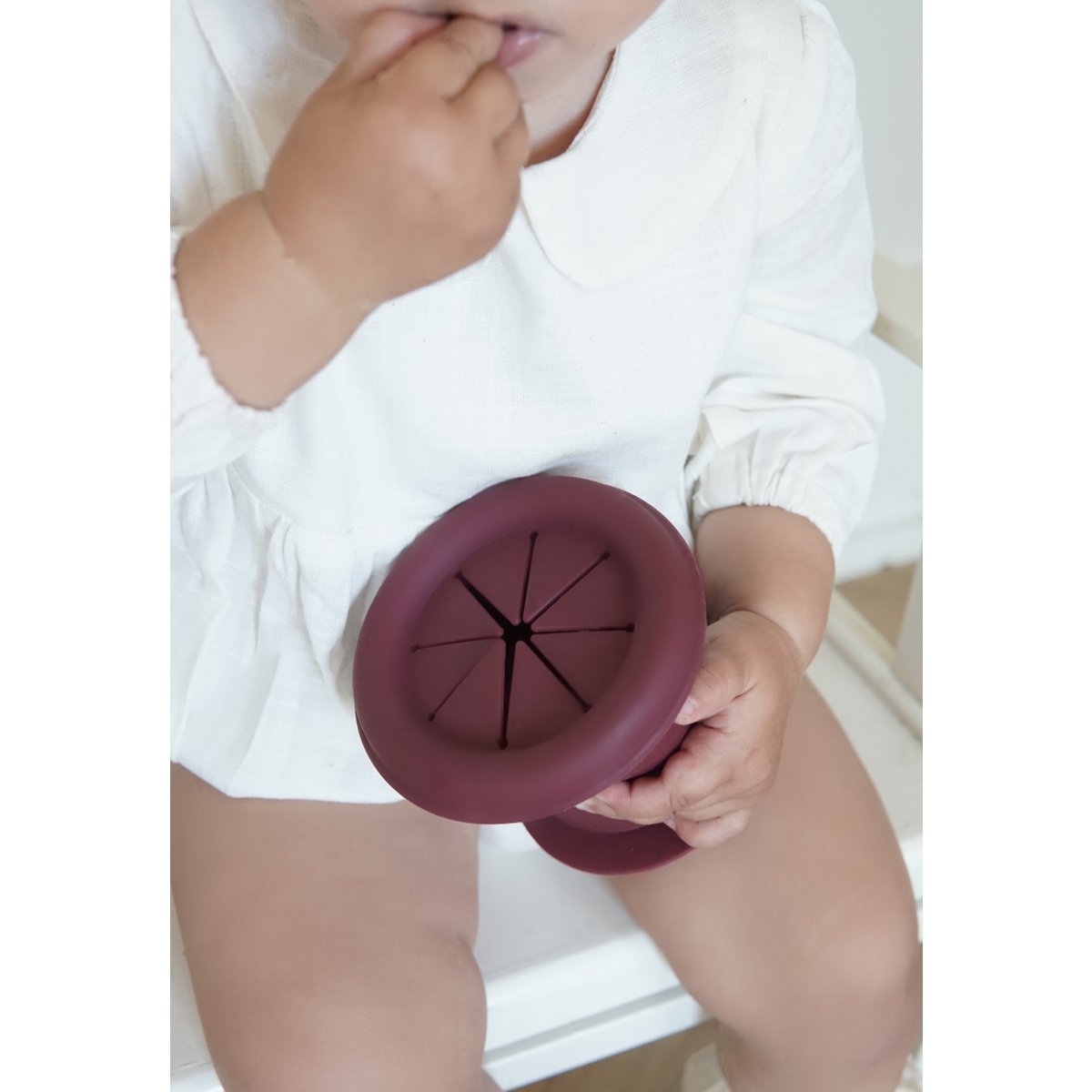 Linen Cotton Romper - Round Collar - Ivory