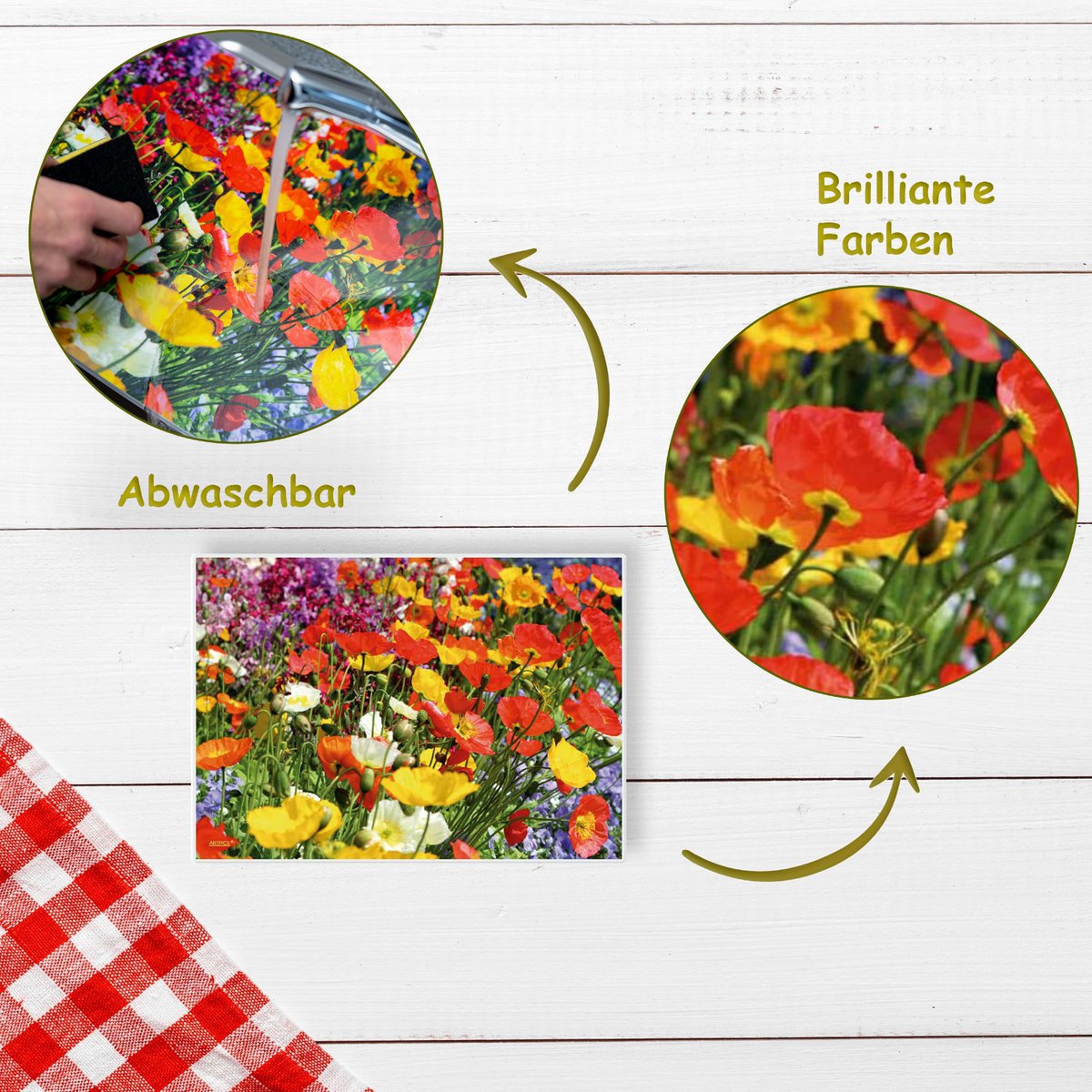 Artipics manteles individuales prado de flores 4 piezas manteles individuales de plástico lavable cada uno 42 x 30 cm flores de colores veraniegas decoración de mesa natural para la cocina, comedor, invitados, interior, exterior