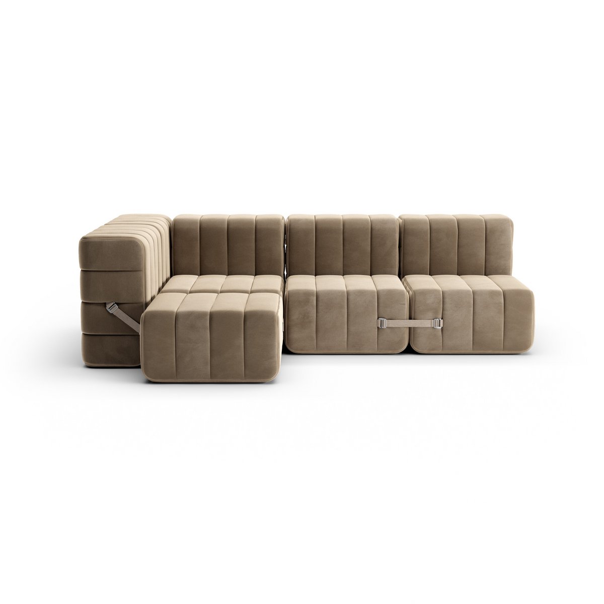 Curt-Set 9 - e.g. Flexible small corner sofa  - Barcelona - Vole - V3347/15 (Grey / Brown)
