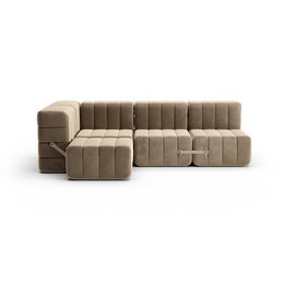Curt-Set 9 - e.g. Flexible small corner sofa  - Barcelona - Vole - V3347/15 (Grey / Brown)