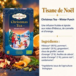 Tisane Bio Spéciale Noël - Chirstmas Tea - Winter punch - Hibiscus, pommes, cannelle, gingembre, clous de girofle, extrait d'orange