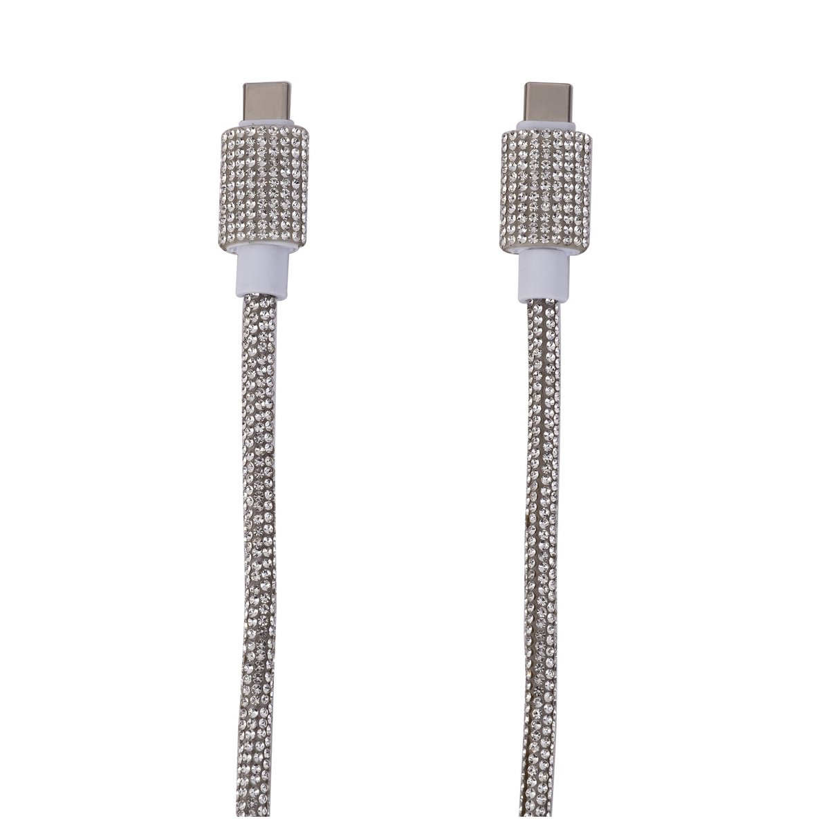 Typ-C 1m-Kabel in Silber-Strass-Steinen-40W