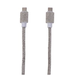 Typ-C 1m-Kabel in Silber-Strass-Steinen-40W