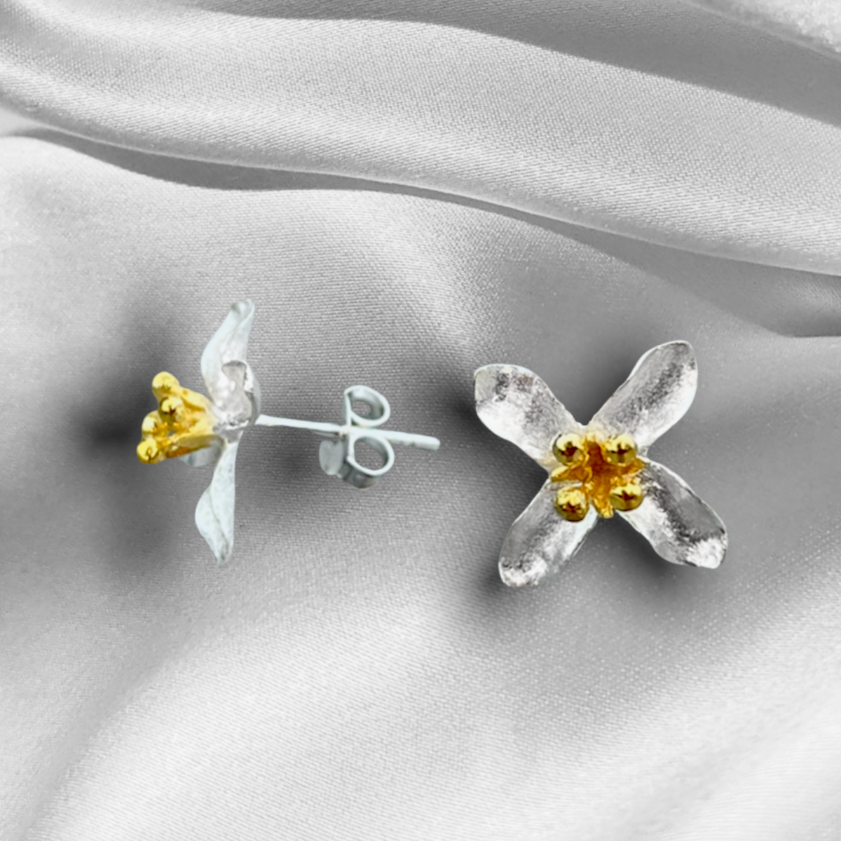 Leliebloem oorknopjes - 925 sterling zilveren oorknopjes - OHR925-41