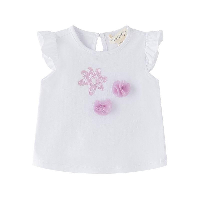 Baby-T-Shirt für Mädchen, 3–24 Monate, rosa Gingham-Rüschenkragen BGV66532