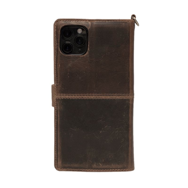 iPhone XS Hoesje Donkerbruin Leer – Hoesje iPhone XS Donkerbruin Buffelleer – Leren Smartphone Hoesje