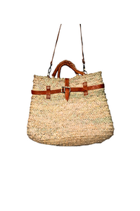 Boho Bag of Natural Fibers and Leather - Ethnic and artisanal Shoulder Bag