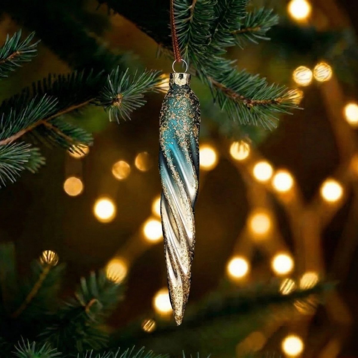 "royal admiral" - 11 cm twisted tenon | Christmas tree decorations petrol matt
