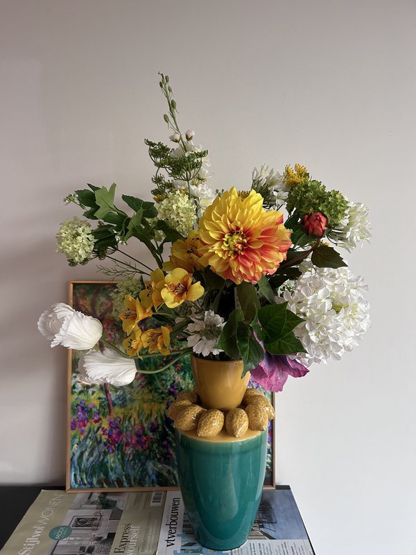 Silk Flowers with Lemon Juice Vase H：37cm