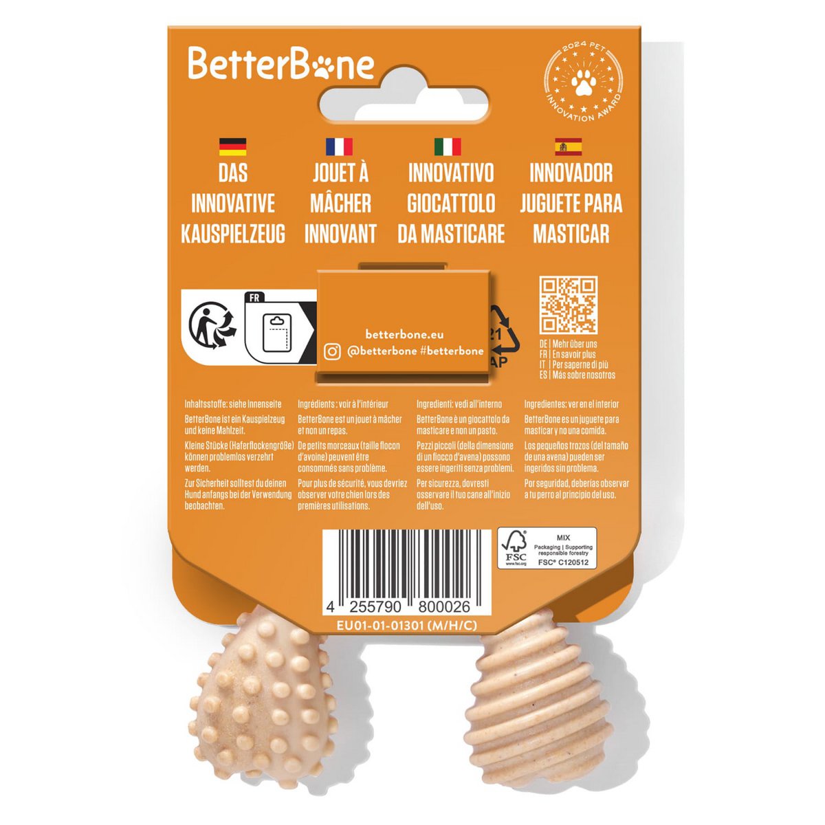 BetterBone Hunde Kauspielzeug Kauknochen - Mini Hard Classic (ohne Nylon, CO2 neutral in Europa hergestellt)