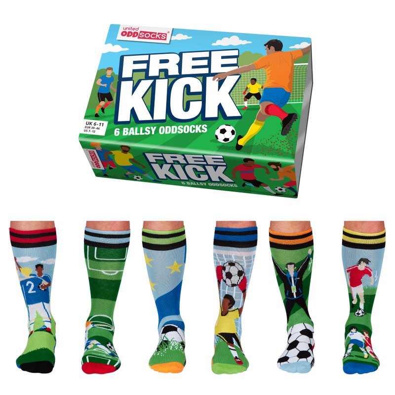 Heren Sokken Free Kick Voetbal Multipack Mismatched 39-46 Cadeaudoos Geschenkpakket