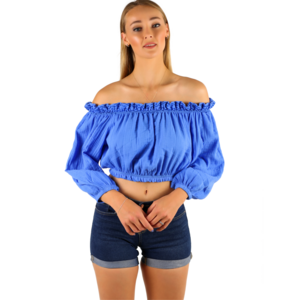 OFF SHOULDER CROP TOP - Double Gauze Muslin Fabric