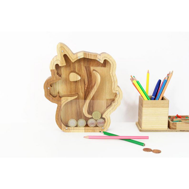 Sparschwein, Holzsparschwein Einhorn