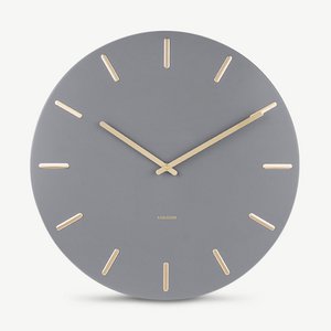 Charm Wall Clock, Grey Steel & Gold