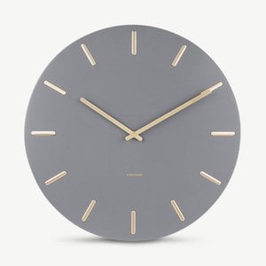 Charm Wall Clock, Grey Steel & Gold