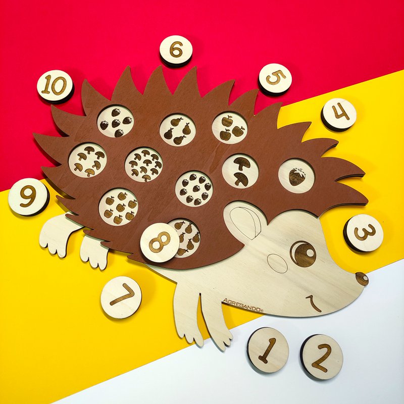 Juguete de hedgehog de rompecabezas de madera, juego de combinación de número de educación educativa