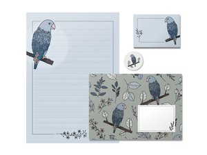 Briefpapier Set 03 Papagei