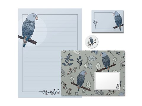 Briefpapier Set 03 Papegaai