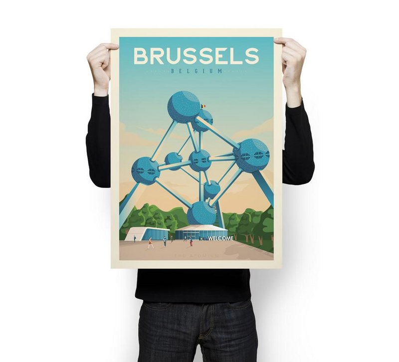 Affiche Bruxelles Vintage | Poster Ville Bruxelles Belgique