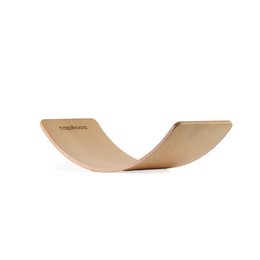 A wooden balance board in a natural tan color, designed for kids' active play and balance training. The board features the "Capikooa" brand name.